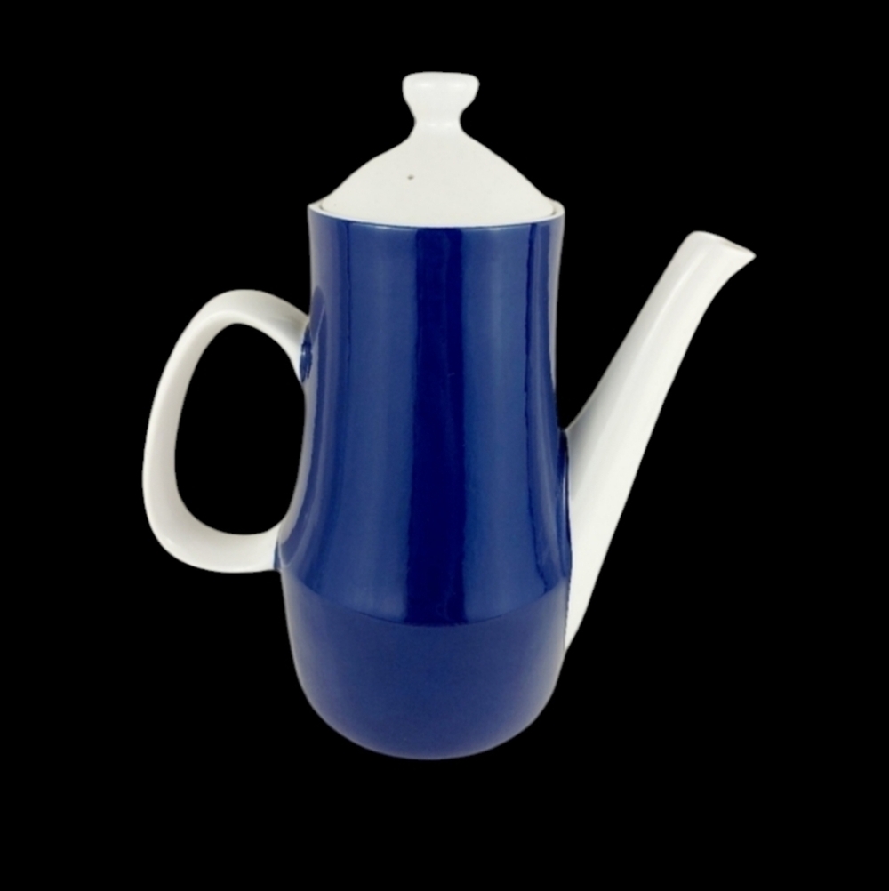 Vintage MIKASA Cera-Stone ceramic blue coffee tea pot Japan